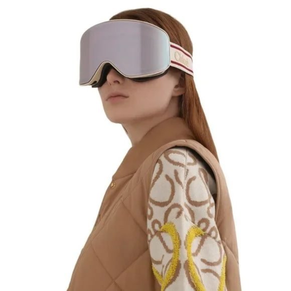 Chloe CH0072S 001 Ski Mask White Beige Violet Mirror Zeiss - Picture 11 of 12